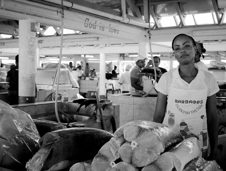 Fish vendor in Oistins in Barbados
