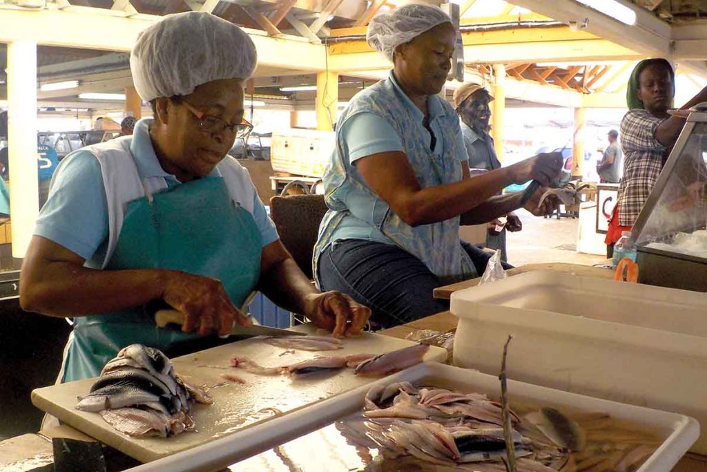Fish vendor in Oistins in Barbados