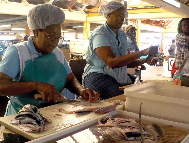 Fish vendor in Oistins in Barbados