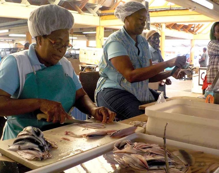 Fish vendor in Oistins in Barbados