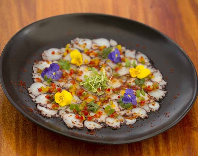 Octopus carpaccio at Nikki Beach in Barbados