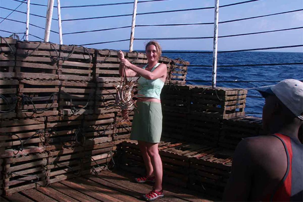 Iris Monnereau holding a lobster