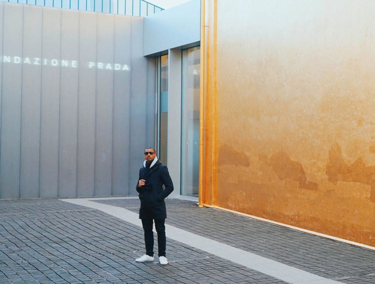 Barbadian photographer Alex Jackson at Prada fashion show