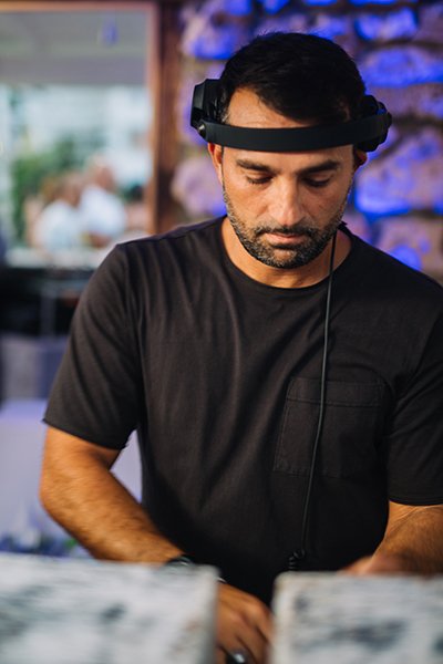 Male playing music