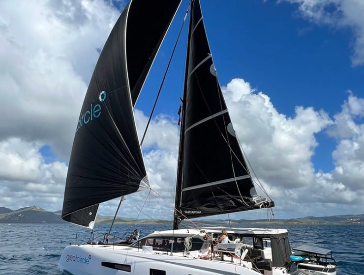 The Pom III team of the Great Circle Outremer 55 sailing in the Caribbean
